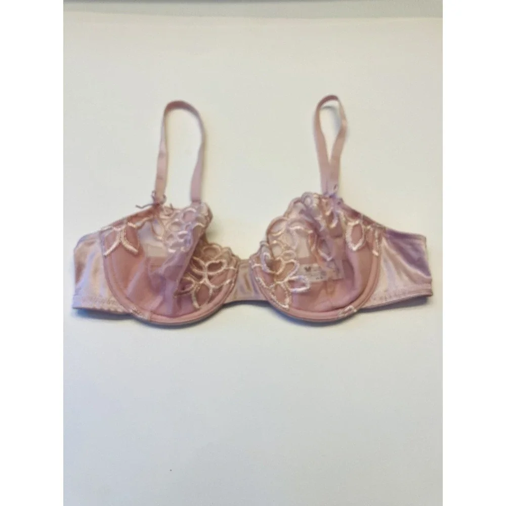 Wacoal 65781 Seductress‎ Semi Demi Sheer Floral Embroidered Bra Size 34B Pink